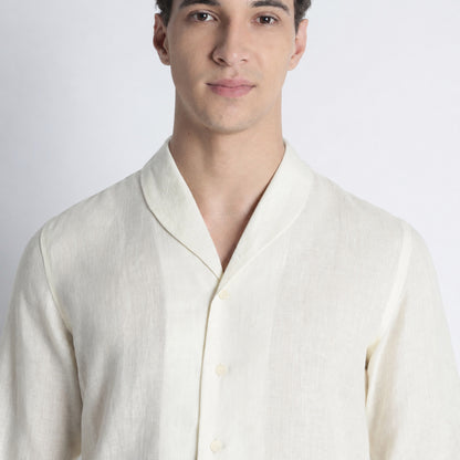 Serpent – Premium Shawl Collar Linen Shirt – Butter