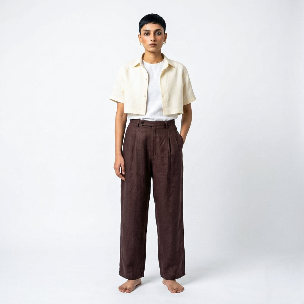 Zion – Premium Cropped Linen Shirt – Butter