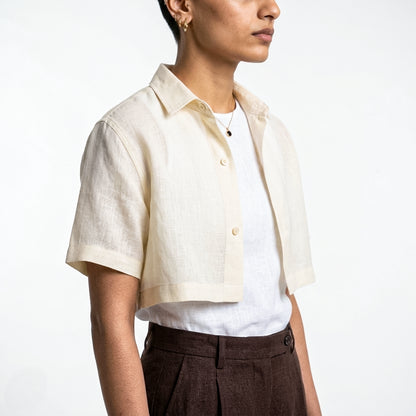 Zion – Premium Cropped Linen Shirt – Butter