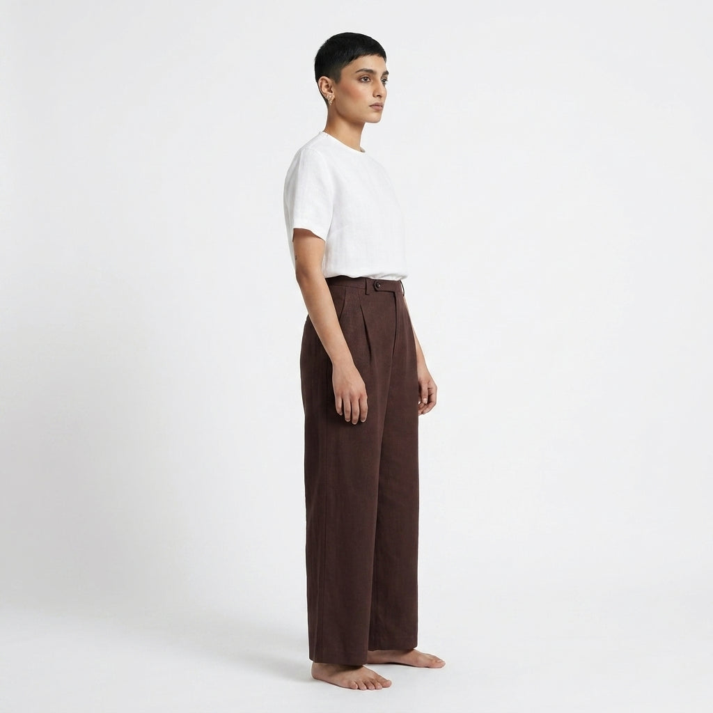 Sera – Woven Linen Shoulder Zip Tee – Blanc