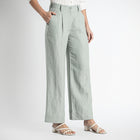 Summit – Pleated Wide-Leg Linen Trousers – Olive