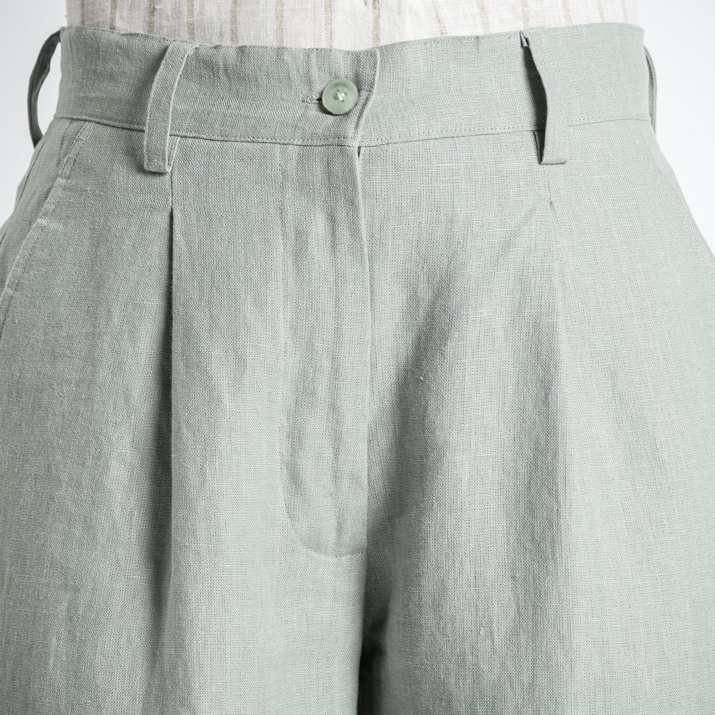 Summit – Pleated Wide-Leg Linen Trousers – Olive