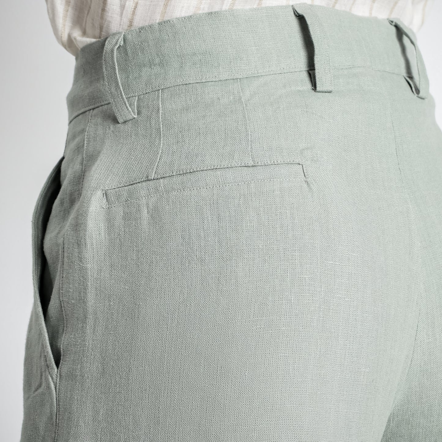 Summit – Pleated Wide-Leg Linen Trousers – Olive