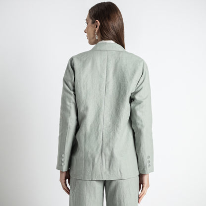Belucci – Tailored Notch Lapel Linen Blazer – Olive
