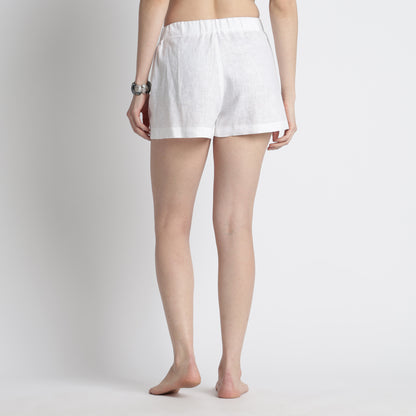 Sloane – Premium Linen Boxer Shorts – Blanc