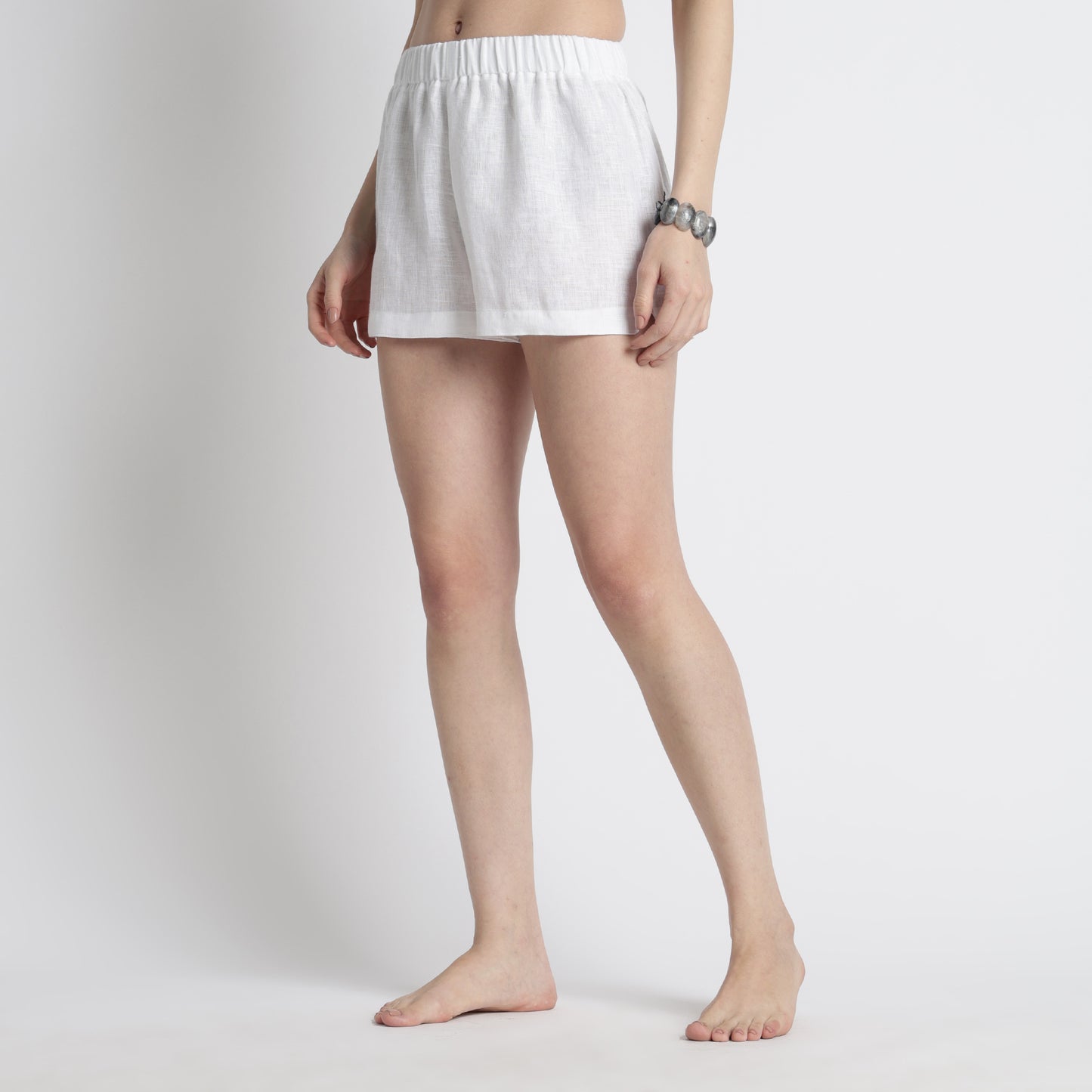 Sloane – Premium Linen Boxer Shorts – Blanc