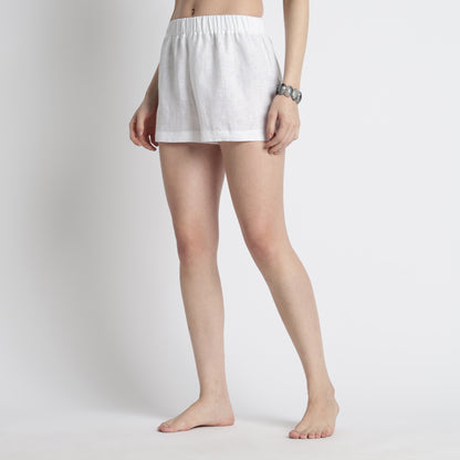 Sloane – Premium Linen Boxer Shorts – Blanc