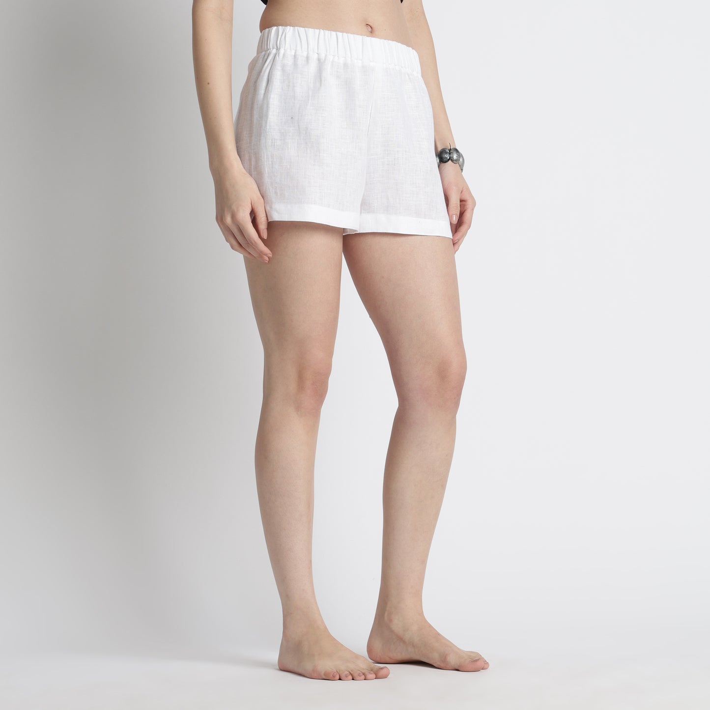 Sloane – Premium Linen Boxer Shorts – Blanc