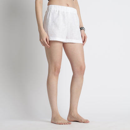Sloane – Premium Linen Boxer Shorts – Blanc