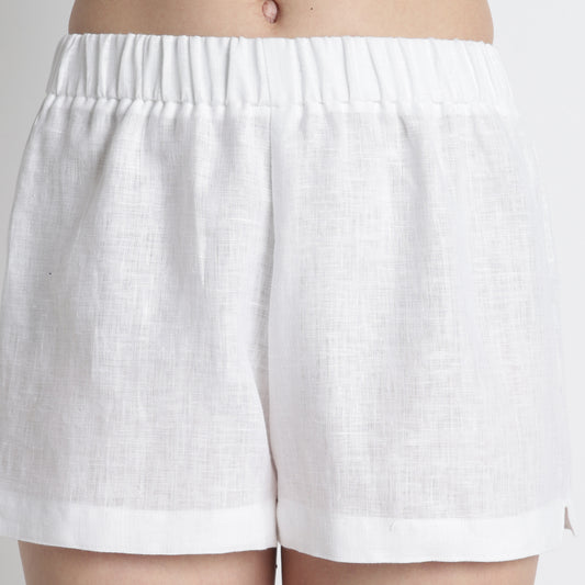 Sloane – Premium Linen Boxer Shorts – Blanc
