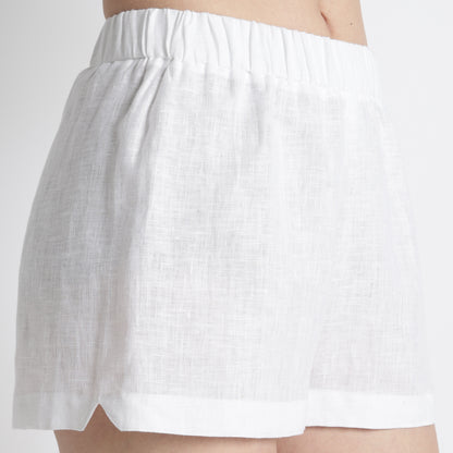 Sloane – Premium Linen Boxer Shorts – Blanc