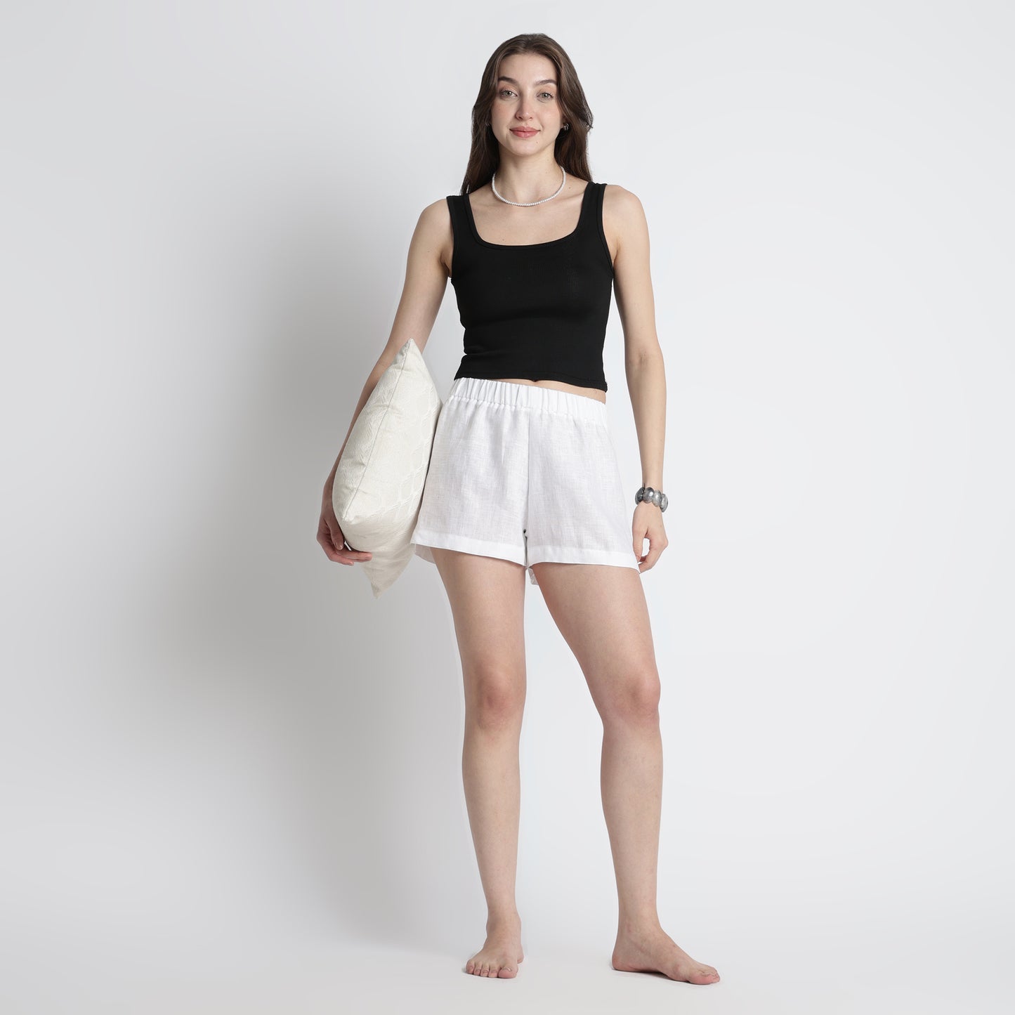 Sloane – Premium Linen Boxer Shorts – Blanc