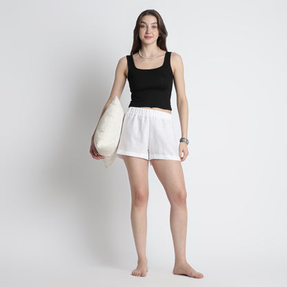 Sloane – Premium Linen Boxer Shorts – Blanc