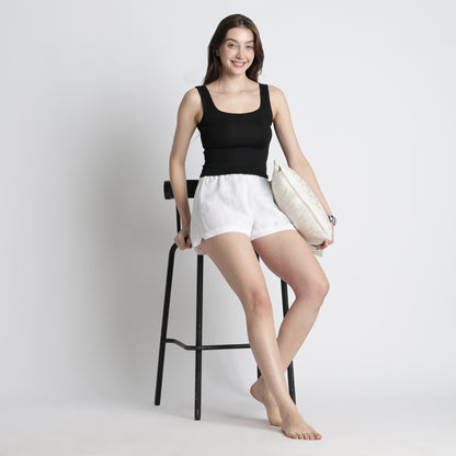 Sloane – Premium Linen Boxer Shorts – Blanc