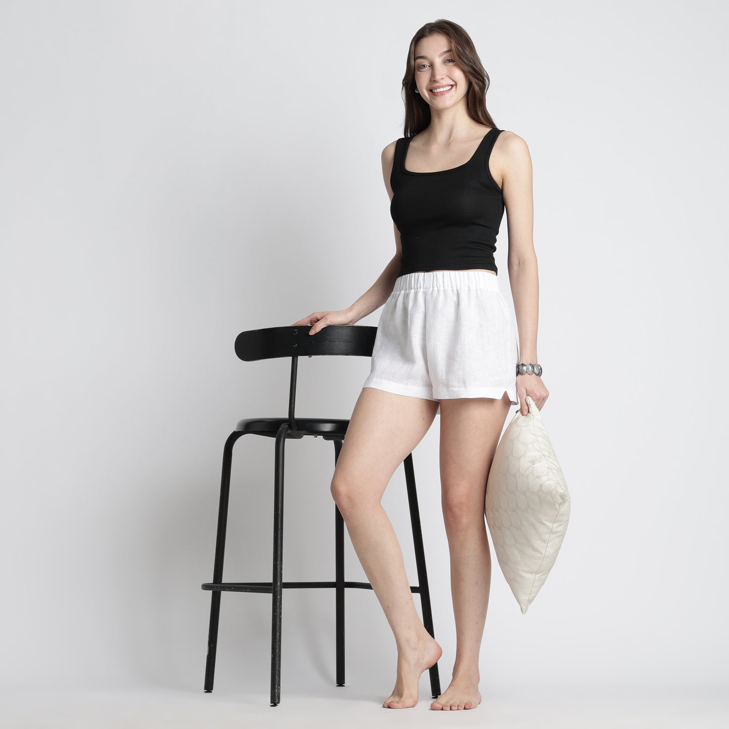 Sloane – Premium Linen Boxer Shorts – Blanc