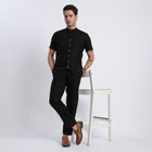 RICO Classic Linen Tailored Waistcoat - Black