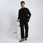 GUERRERO Classic Linen Double-Breasted Blazer - Black
